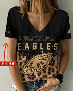 Philadelphia Eagles Personalized V-neck Women T-shirt BG847