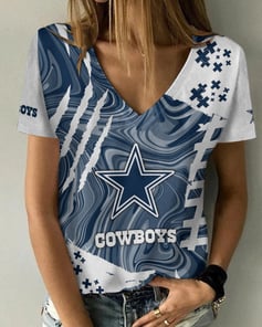 Dallas Cowboys Summer V-neck Women T-shirt BG209