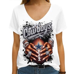 Dallas Cowboys V-neck Women T-shirt AGCWTS209