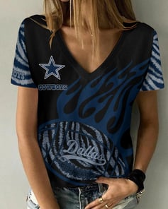 Dallas Cowboys V-neck Women T-shirt BG786