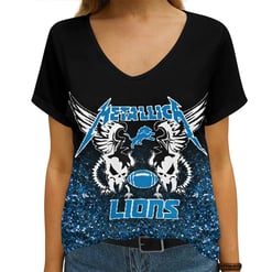 Detroit Lions V-neck Women T-shirt AGCWTS290