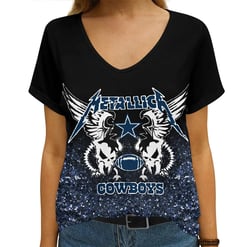 Dallas Cowboys V-neck Women T-shirt AGCWTS292