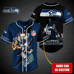 Seattle Seahawks Personalized Baseball Jersey BG492