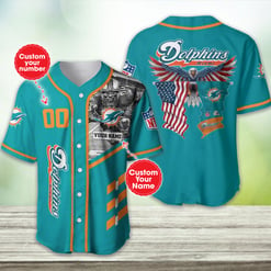 Miami Dolphins Personalized Baseball Jersey BG407