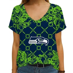 Seattle Seahawks V-neck Women T-shirt