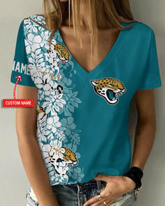 Jacksonville Jaguars Personalized V-neck Women T-shirt