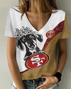 San Francisco 49ers V-neck Women T-shirt BG836