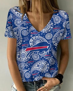 Buffalo Bills Summer V-neck Women T-shirt BG221