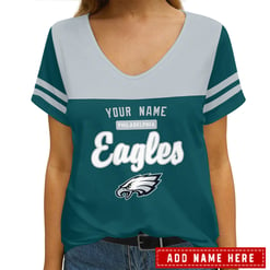 Philadelphia Eagles Personalized V-neck Women T-shirt AGCWTS254