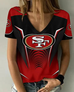 San Francisco 49ers V-neck Women T-shirt AGC19