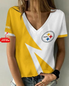 Pittsburgh Steelers Personalized V-neck Women T-shirt BG906