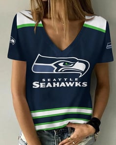 Seattle Seahawks V-neck Women T-shirt BG750