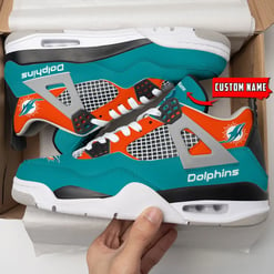 Miami Dolphins Personalized AJ4 Sneaker BG51