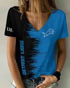 Detroit Lions Summer V-neck Women T-shirt BG18