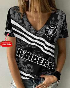 Las Vegas Raiders Personalized V-neck Women T-shirt BG441