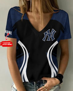 New York Yankees Personalized V-neck Women T-shirt BG638