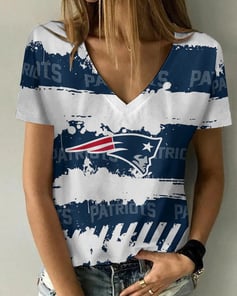 New England Patriots Summer V-neck Women T-shirt BG184