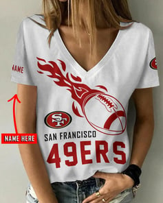 San Francisco 49ers Personalized V-neck Women T-shirt AGC35