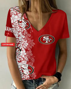 San Francisco 49ers Personalized V-neck Women T-shirt