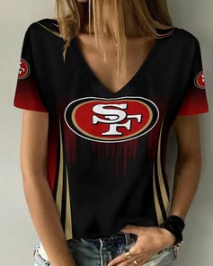 San Francisco 49ers V-neck Women T-shirt BG864