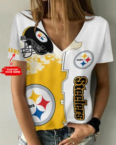 Pittsburgh Steelers Personalized V-neck Women T-shirt BG482