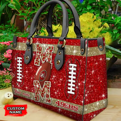 San Francisco 49ers Personalized Leather Hand Bag BBLTHB595