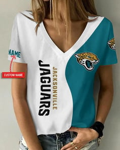 Jacksonville Jaguars Personalized V-neck Women T-shirt