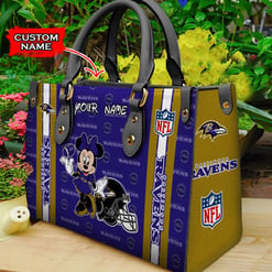 Baltimore Ravens Personalized Leather Hand Bag BBLTHB506