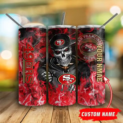 San Francisco 49ers Personalized Glitter Tumbler With Stainless Steel Straw BG93