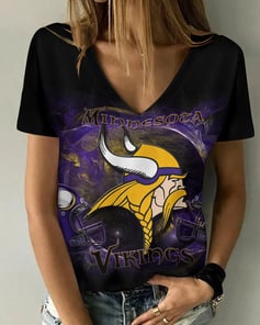 Minnesota Vikings V-neck Women T-shirt BG839