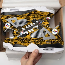 Pittsburgh Steelers Camo Personalized AJ4 Sneaker BG69