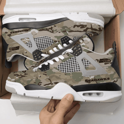 Seattle Seahawks Camo Personalized AJ4 Sneaker BG06