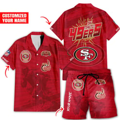 San Francisco 49ers Combo Hawaiian Shirt and Shorts HSAS0005