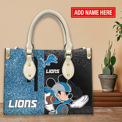 Detroit Lions Personalized Leather Hand Bag BBLTHB461