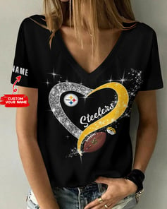 Pittsburgh Steelers Personalized Summer V-neck Women T-shirt BG244