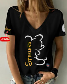 Pittsburgh Steelers Personalized V-neck Women T-shirt AGCWTS226