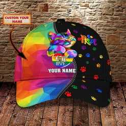 LGBT Pride Cat Personalized Name Classic Cap 254