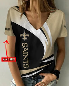 New Orleans Saints Personalized V-neck Women T-shirt BG1005