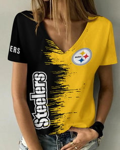 Pittsburgh Steelers Summer V-neck Women T-shirt BG29