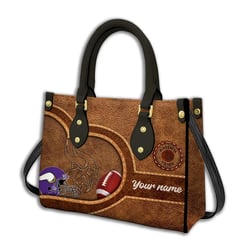 Minnesota Vikings Personalized Leather Hand Bag BBLTHB620