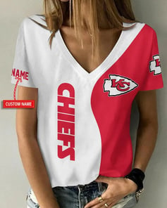 Kansas City Chiefs Personalized V-neck Women T-shirt