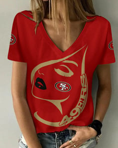 San Francisco 49ers Summer V-neck Women T-shirt 128