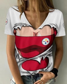 Pittsburgh Steelers V-neck Women T-shirt BG720