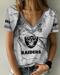 Las Vegas Raiders Summer V-neck Women T-shirt 164