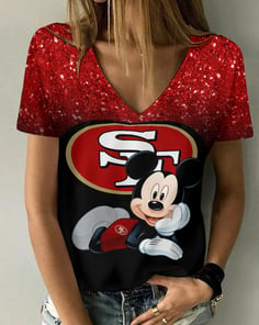 San Francisco 49ers Summer V-neck Women T-shirt BG223