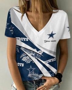 Dallas Cowboys Personalized Summer V-neck Women T-shirt 156