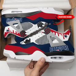 New England Patriots Personalized AJ4 Sneaker BG156