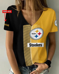 Pittsburgh Steelers Personalized V-neck Women T-shirt AGCWTS220