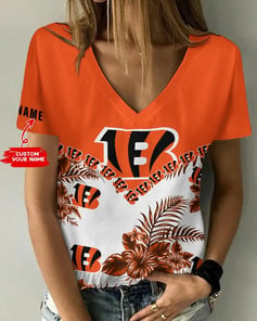 Cincinnati Bengals Personalized V-neck Women T-shirt BG485