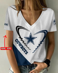 Dallas Cowboys Personalized V-neck Women T-shirt AGC110